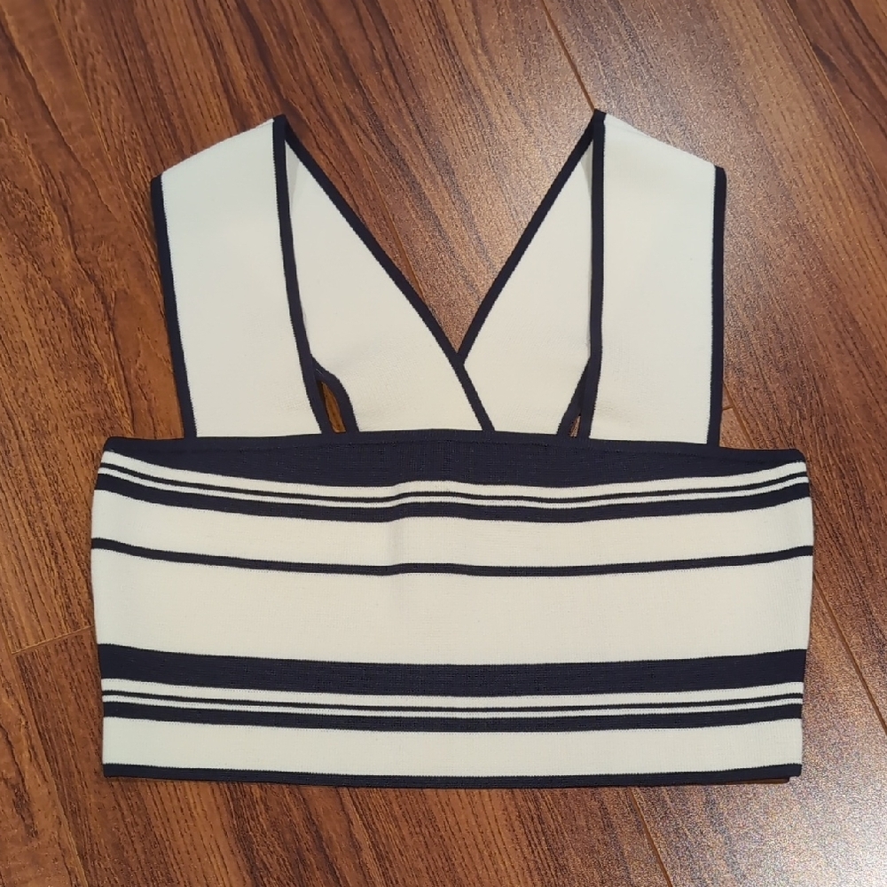 Babaton Striped Crop Top With Wide Straps